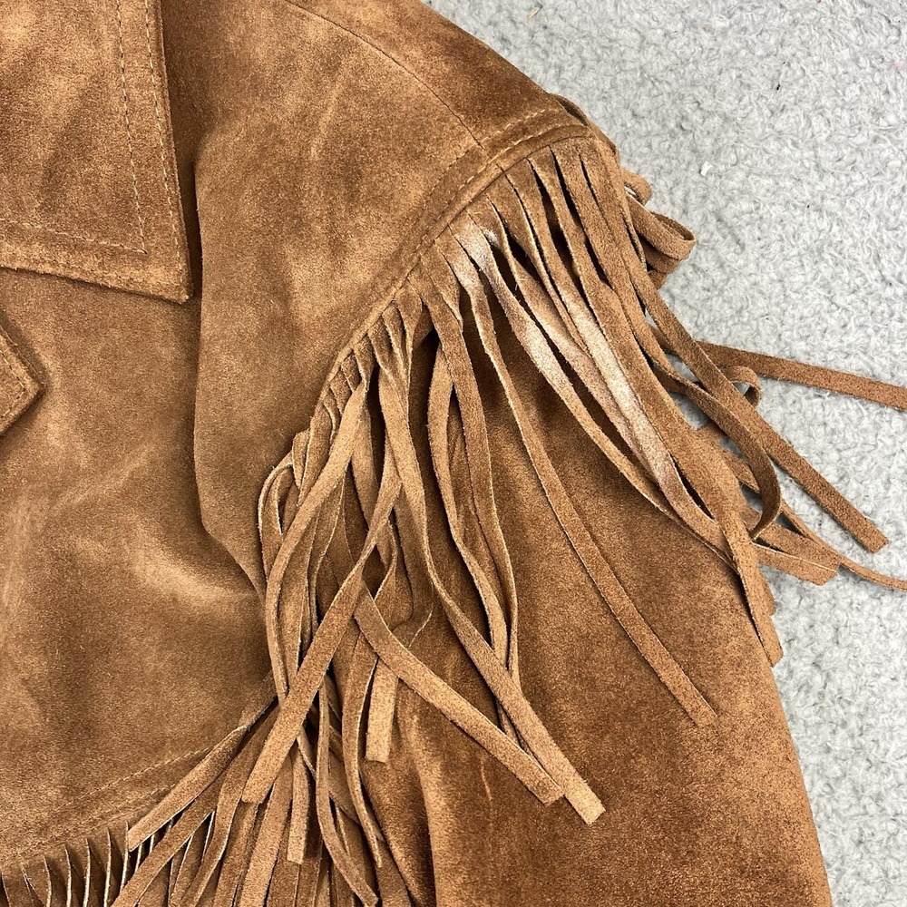 VTG Berman's Buckskin Suede Leather Fringe Jacket Western Boho Cowboy Mens 42 - Picture 7 of 13